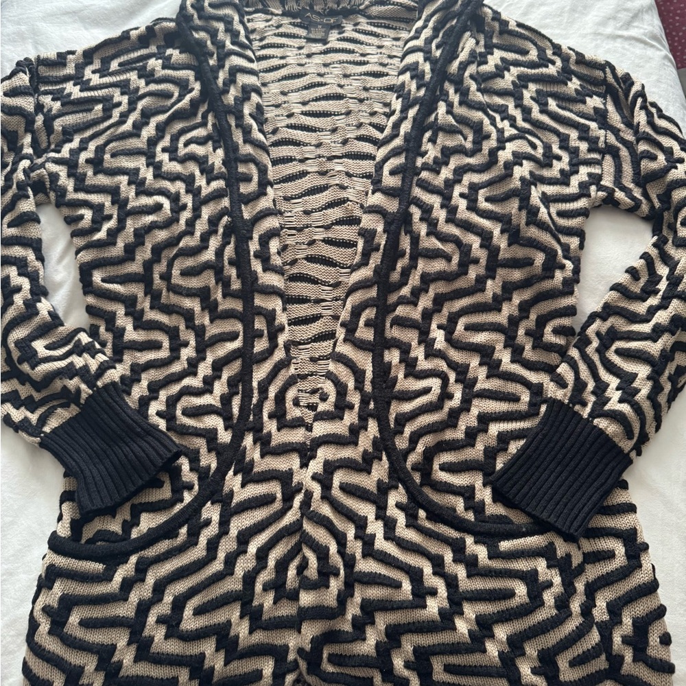 Elegant Black and Cream Women's Cardigan